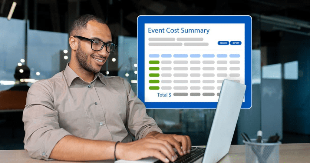 Man works on budget at computer.