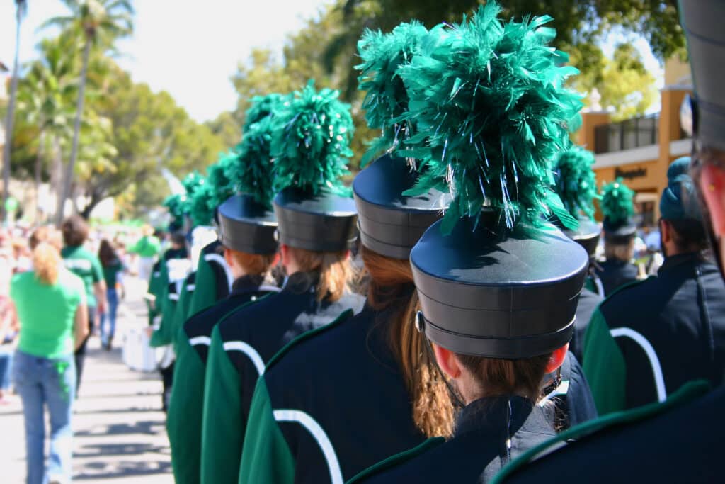 Marching band in a college parade